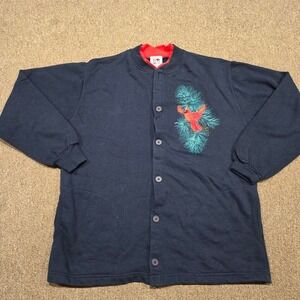 Women's Vintage Cardinal Button-Up‎ Sweatshirt Art Unlimited L Made in USA